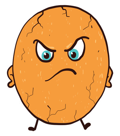 Angry melon, illustration, vector on white backgroundのイラスト素材