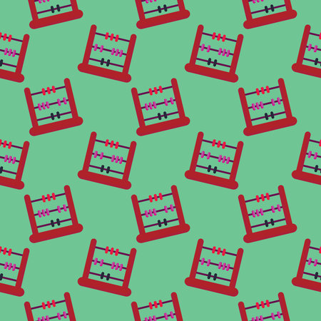 Abacus for children, seamless pattern on green background.のイラスト素材
