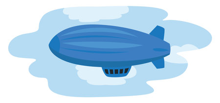 Blue airship, illustration, vector on white backgroundのイラスト素材