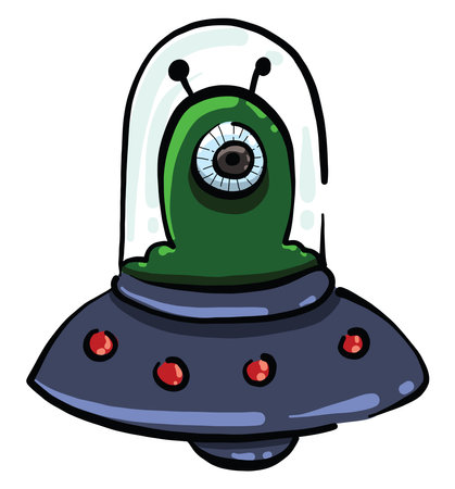 Alien in a spaceship, illustration, vector on white backgroundのイラスト素材