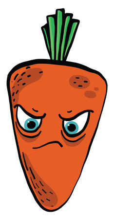 Angry carrot, illustration, vector on white backgroundのイラスト素材