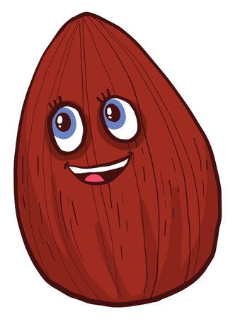 Almond with a happy face, illustration, vector on white backgroundのイラスト素材