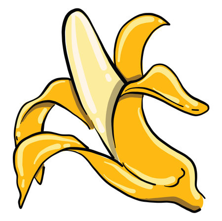 Delicious banana, illustration, vector on white backgroundのイラスト素材