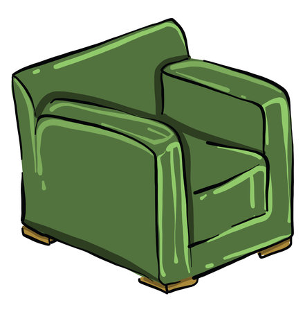 Green armchair, illustration, vector on white backgroundのイラスト素材