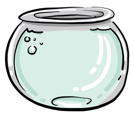Aquarium with no fish, illustration, vector on white backgroundのイラスト素材