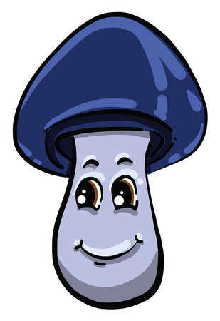 Blue mushroom, illustration, vector on white backgroundのイラスト素材