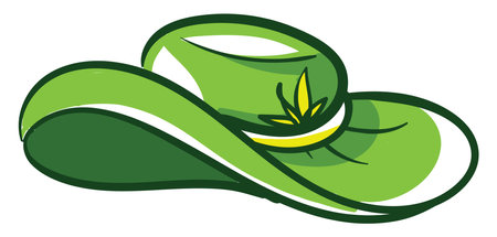 Big green hat, illustration, vector on white backgroundのイラスト素材