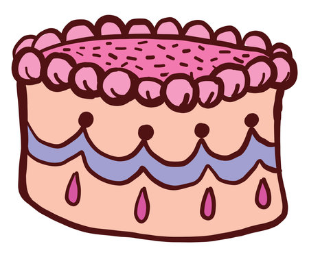 Birthday cake, illustration, vector on white backgroundのイラスト素材