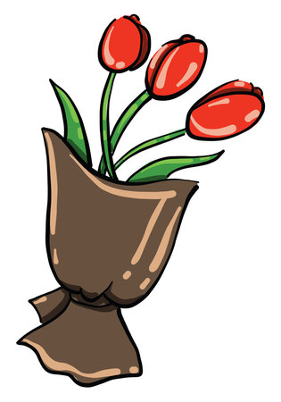 Bouquet of flowers, illustration, vector on white backgroundのイラスト素材