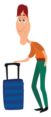 Man with a suitcase, illustration, vector on white backgroundのイラスト素材