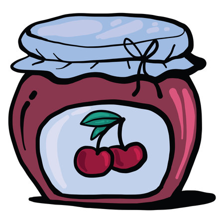 Cherry jam, illustration, vector on white backgroundのイラスト素材