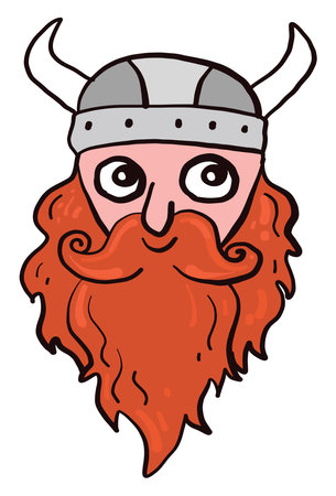 Long bearded viking, illustration, vector on white backgroundのイラスト素材