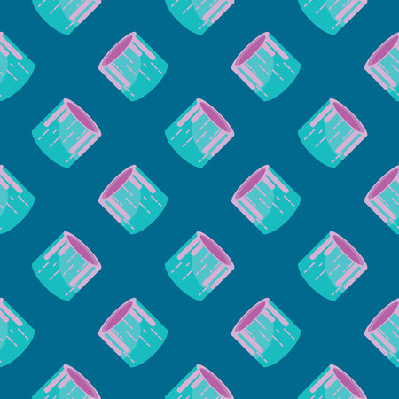 Cute color jar, seamless pattern on blue background.のイラスト素材