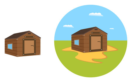 Wooden shed ,illustration, vector on white background.のイラスト素材