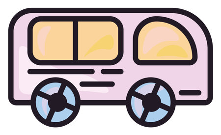 Cute pink van, illustration, vector on white backgroundのイラスト素材