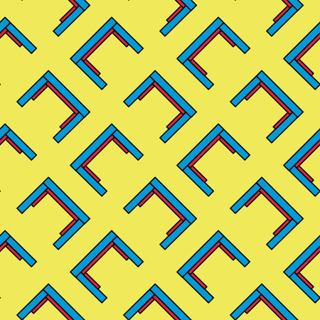 Little tables, seamless pattern on yellow background.