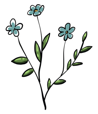 Delicate blue flower, illustration, vector on white backgroundのイラスト素材