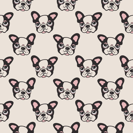 Bored dog, seamless pattern on light pink background.のイラスト素材