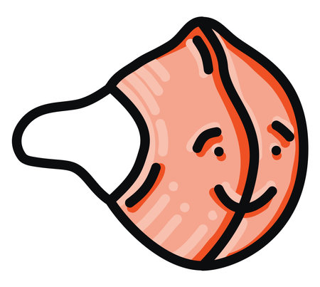 Red medical mask, illustration, vector on white backgroundのイラスト素材