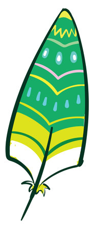 Green feather, illustration, vector on white backgroundのイラスト素材