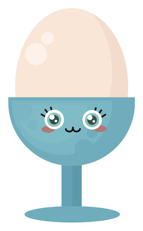 Egg in the egg holder, illustration, vector on white backgroundのイラスト素材