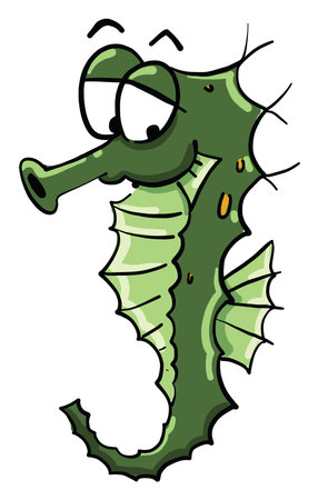 Green sea horse, illustration, vector on white backgroundのイラスト素材