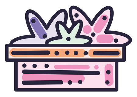 Flowers with present, illustration, vector on white backgroundのイラスト素材