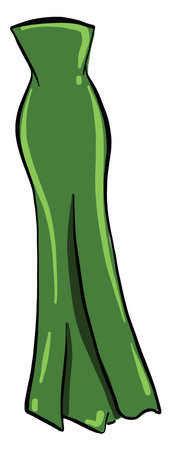 Green beautiful dress, illustration, vector on white backgroundのイラスト素材