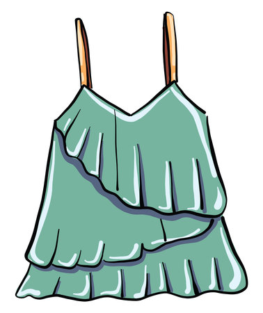Green blouse, illustration, vector on white backgroundのイラスト素材
