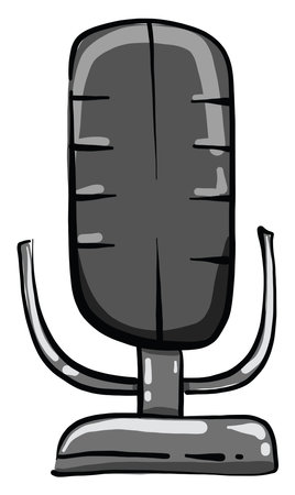 Grey microphone, illustration, vector on white backgroundのイラスト素材