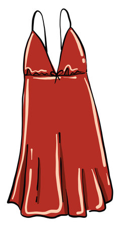 Red pretty dress, illustration, vector on white backgroundのイラスト素材