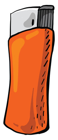 Orange lighter, illustration, vector on white backgroundのイラスト素材