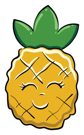 Pineapple with eyes, illustration, vector on white backgroundのイラスト素材