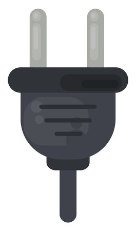 Black electric plug, illustration, vector on white backgroundのイラスト素材