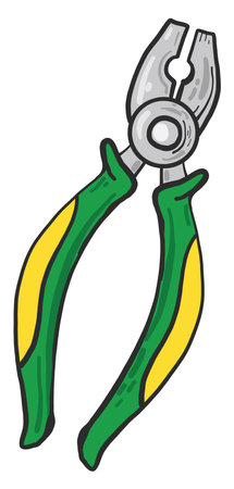 Green pliers, illustration, vector on white backgroundのイラスト素材