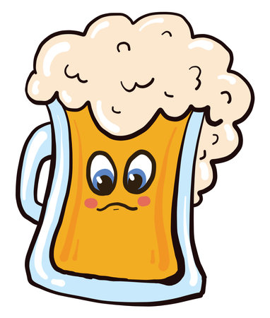 Big glass of beer, illustration, vector on white backgroundのイラスト素材
