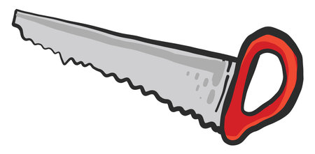Red hand saw, illustration, vector on white backgroundのイラスト素材