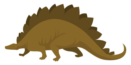 Brown stegosaurus, illustration, vector on white backgroundのイラスト素材