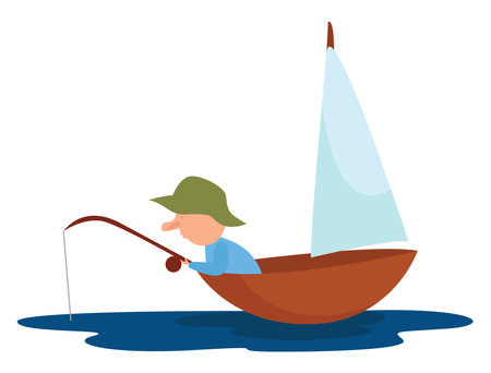 Fisherman sleeping, illustration, vector on white backgroundのイラスト素材