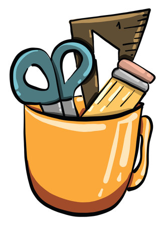 Orange stationery, illustration, vector on white backgroundのイラスト素材