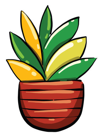 Succulent in a pot, illustration, vector on white backgroundのイラスト素材