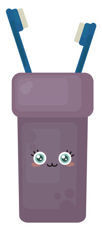 Toothbrush in a cup, illustration, vector on white backgroundのイラスト素材