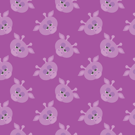 Violet giraffe, seamless pattern on purple background.のイラスト素材