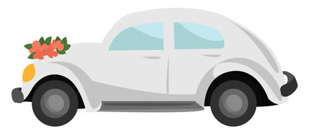 White car, illustration, vector on white backgroundのイラスト素材