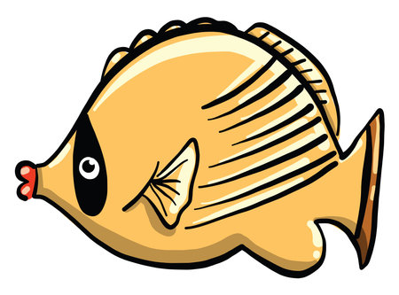Yellow fish with big lips, illustration, vector on white backgroundのイラスト素材