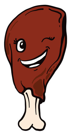 Little chicken leg winking, illustration, vector on white backgroundのイラスト素材
