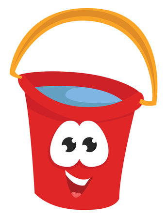 Bucket of water, illustration, vector on white background.のイラスト素材