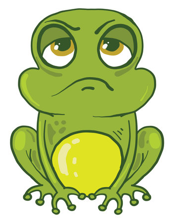 Bored frog, illustration, vector on white background.のイラスト素材