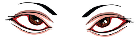 Angry eyes, illustration, vector on white background.のイラスト素材