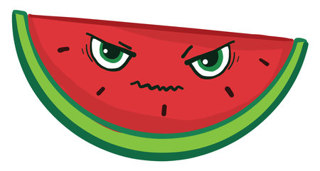 Angry watermelon, illustration, vector on white background.のイラスト素材